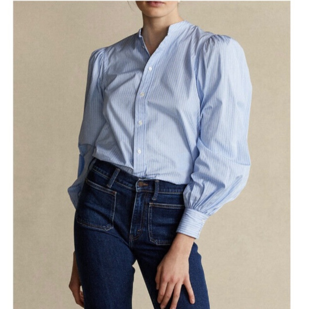 Polo Ralph Lauren Striped Bishop Sleeve Button Down Top
